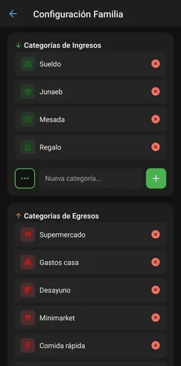 Categorías personalizables