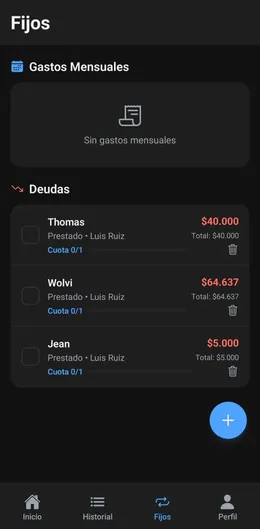 Gastos fijos y deudas