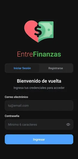 Pantalla de inicio de sesión